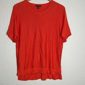 NEW Eileen Fisher Orange Short Sleeve Top Lyocell Silk Elevated Basic Knit